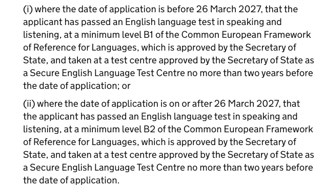 Paragraph 2.2(c)(i) and (ii) of Appendix KoLL on GOV.UK